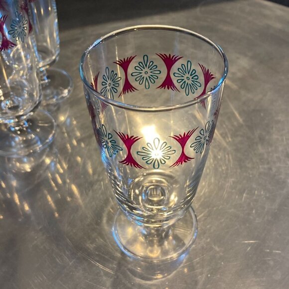 Set/4 Vintage Japanese Footed Juice Glasses by Aderia, Mid-Century Modern, Retro - Picture 3 of 7